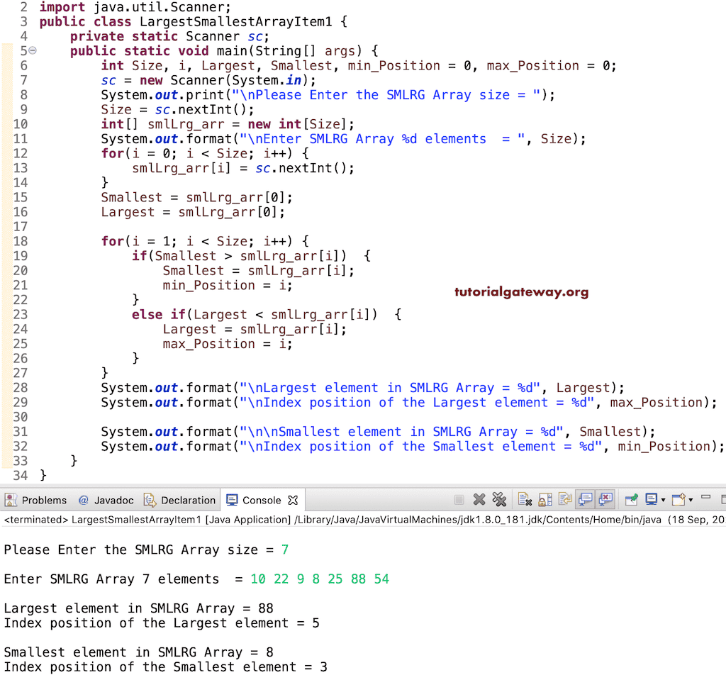 Largest and Smallest Array Number 1