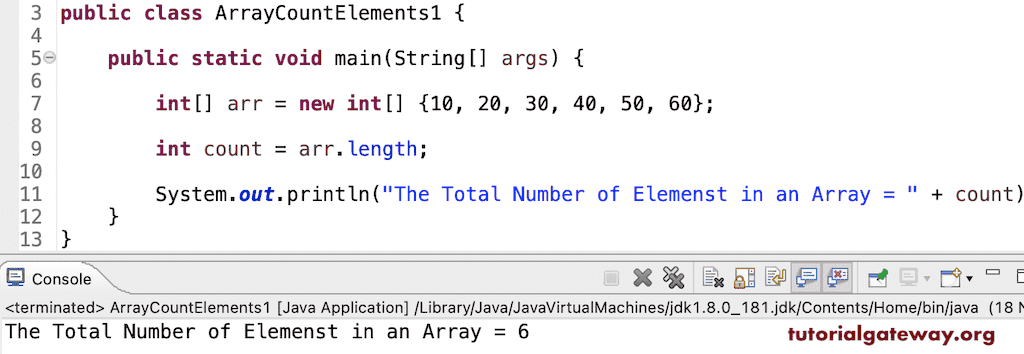 Java Program to Find the Number of Elements in an Array