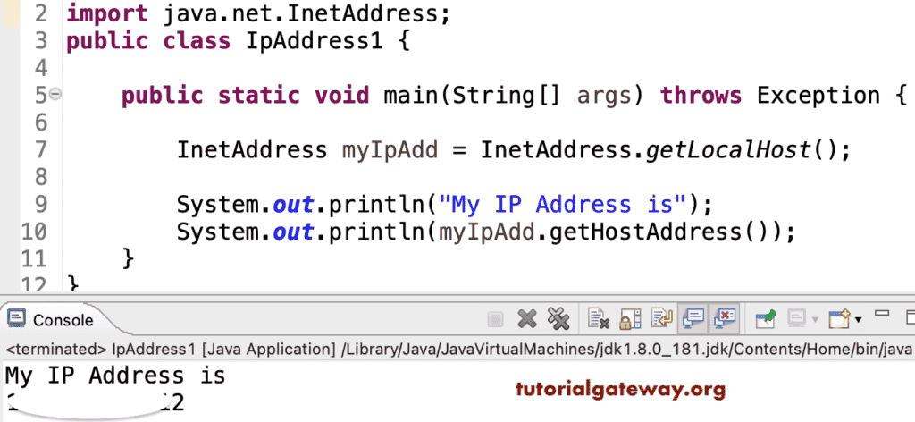 Java Program to Get the IP address