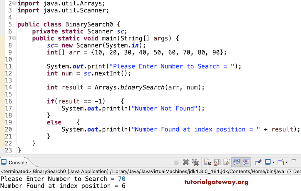 Program to Perform Binary Search