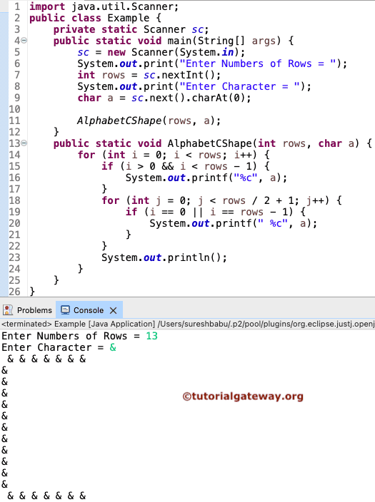 Print Alphabet C Pattern