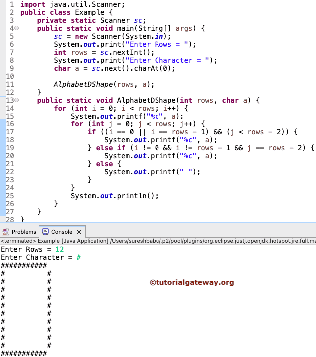 Print Alphabet D Pattern
