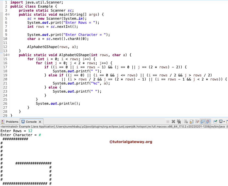 Print Alphabet G Pattern