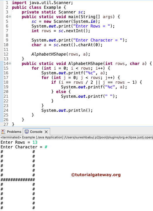 Print Alphabet H Pattern