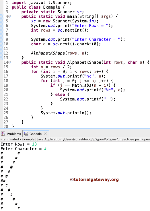 Print Alphabet K Pattern