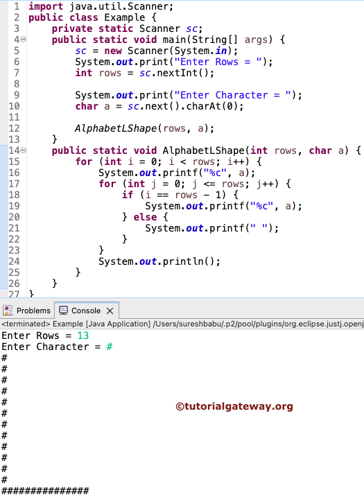 Print Alphabet L Pattern