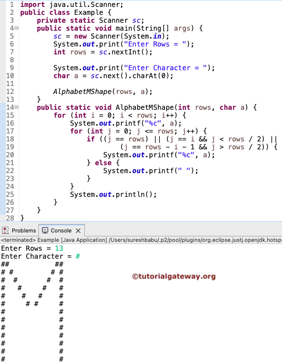 Print Alphabet M Pattern
