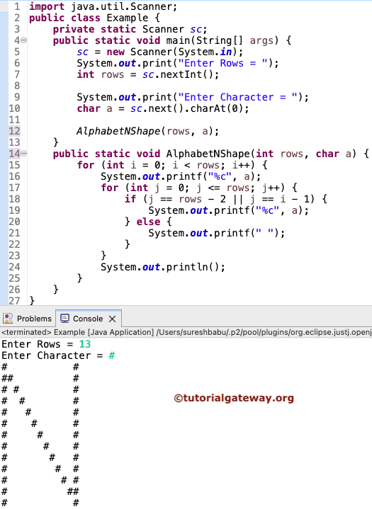Print Alphabet N Pattern
