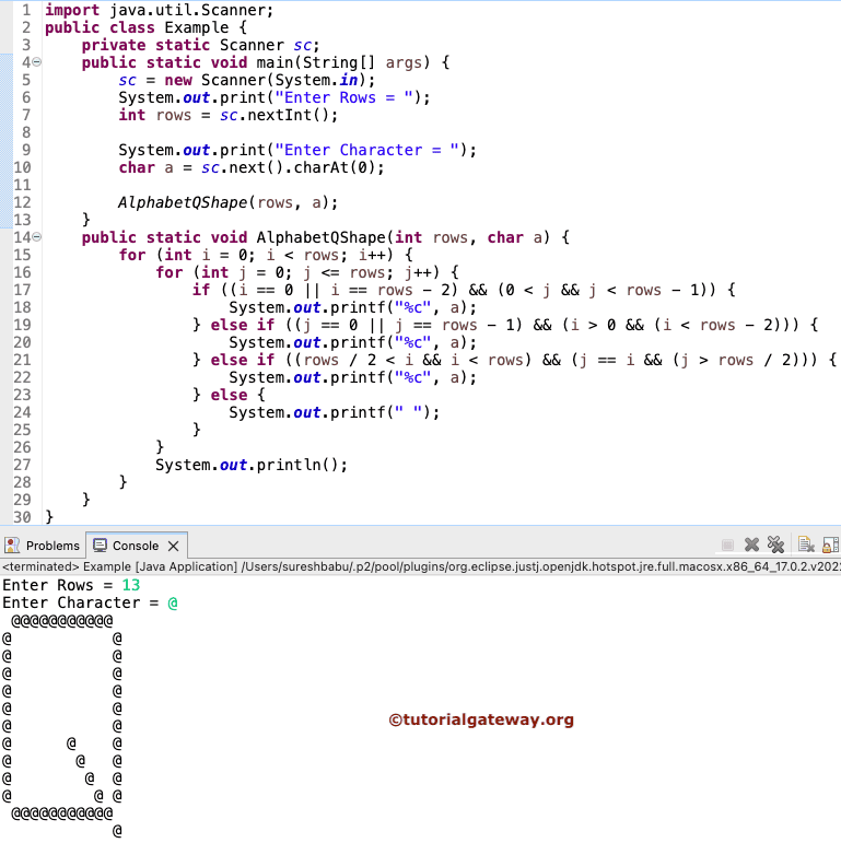 Print Alphabet Q Pattern