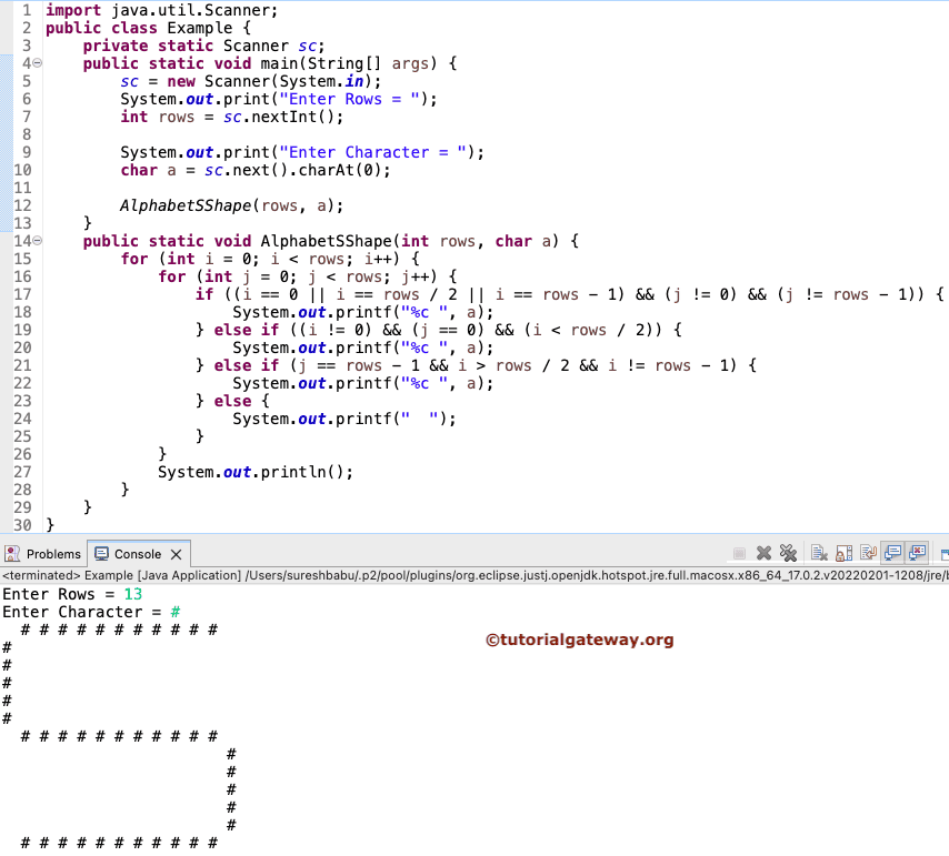 Print Alphabet S Pattern