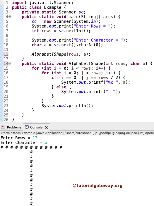Print Alphabet T Pattern