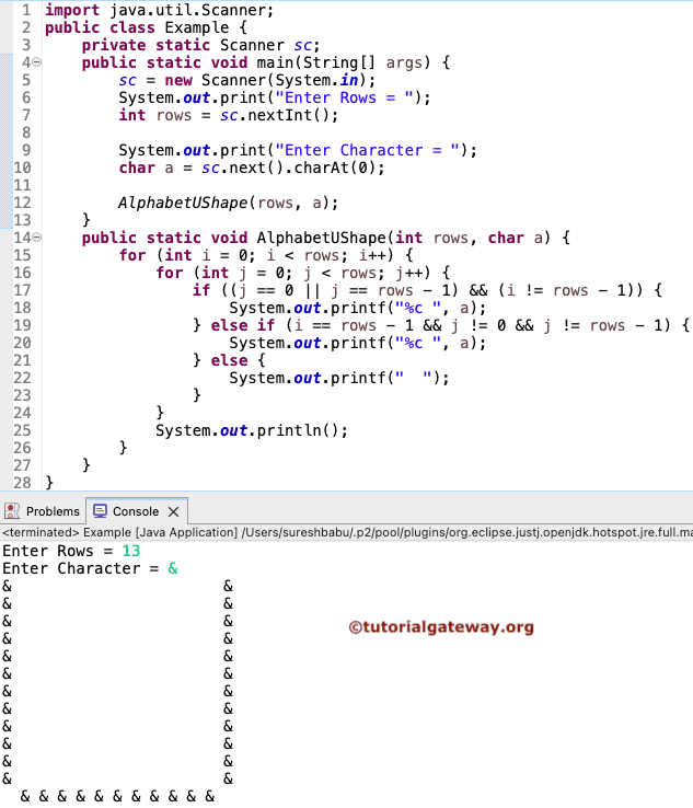 Print Alphabet U Pattern