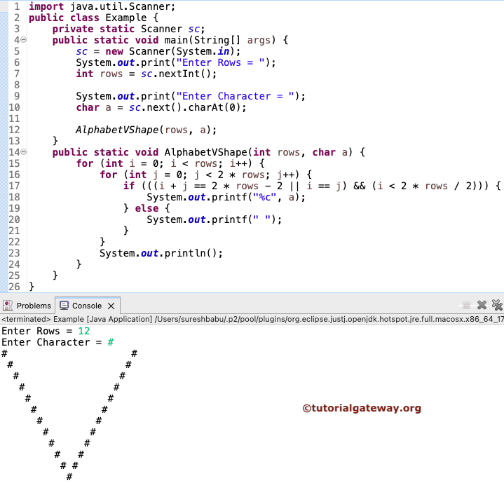 Print Alphabet V Pattern