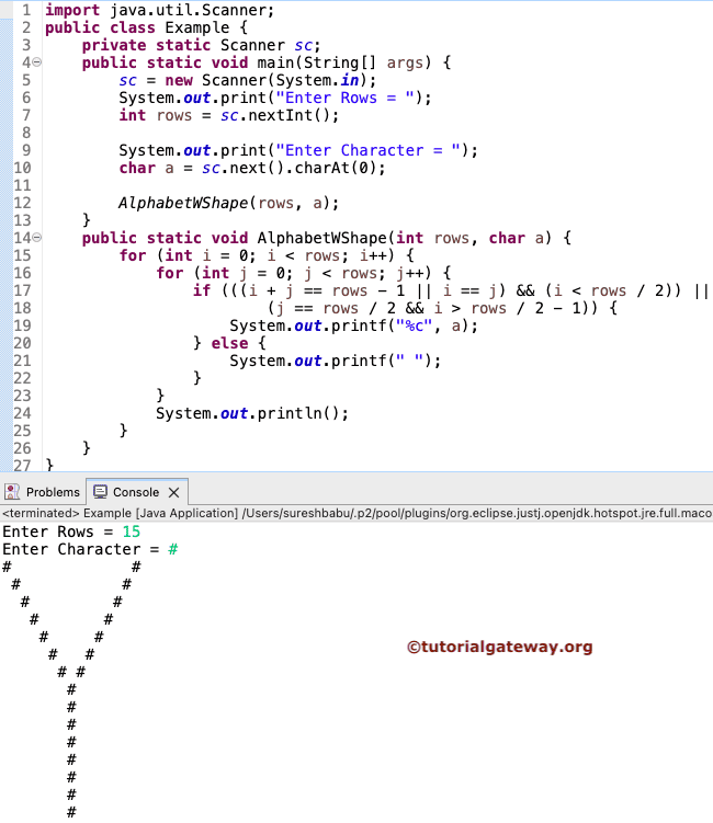Print Alphabet Y Pattern
