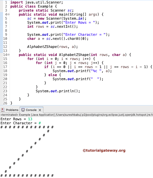 Print Alphabet Z Pattern