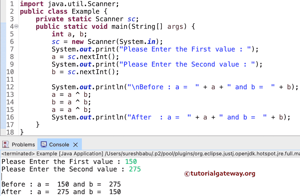 Program to Swap Two Numbers using Bitwise Operator