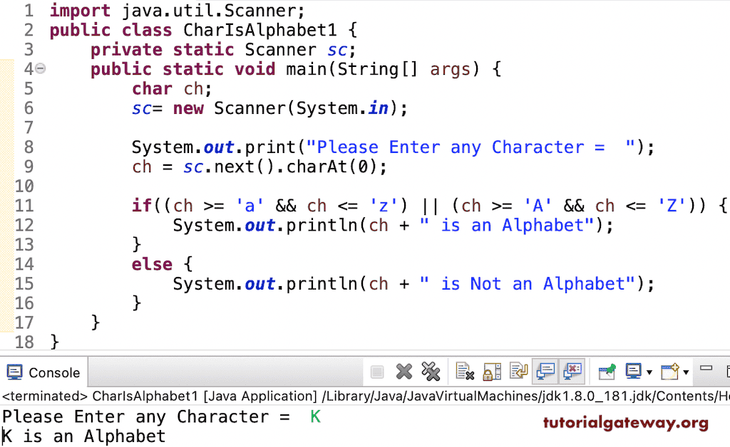 Program to check Character is Alphabet or Not 1
