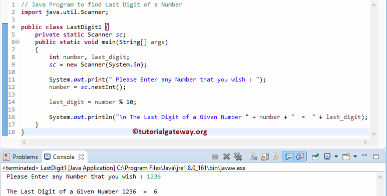 Java Program to find Last Digit of a Number 1