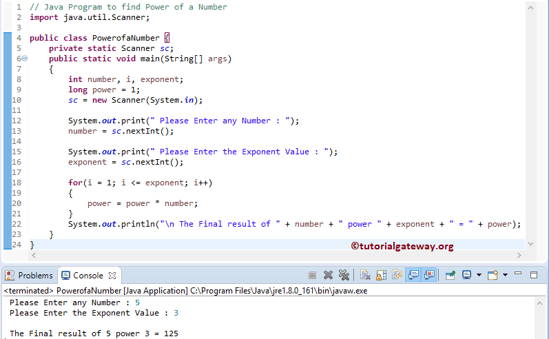 Java Program to find Power of a Number 1