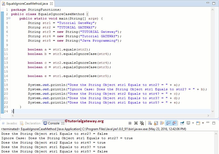 String equalsIgnoreCase Method 1