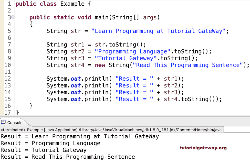 String toString method Example