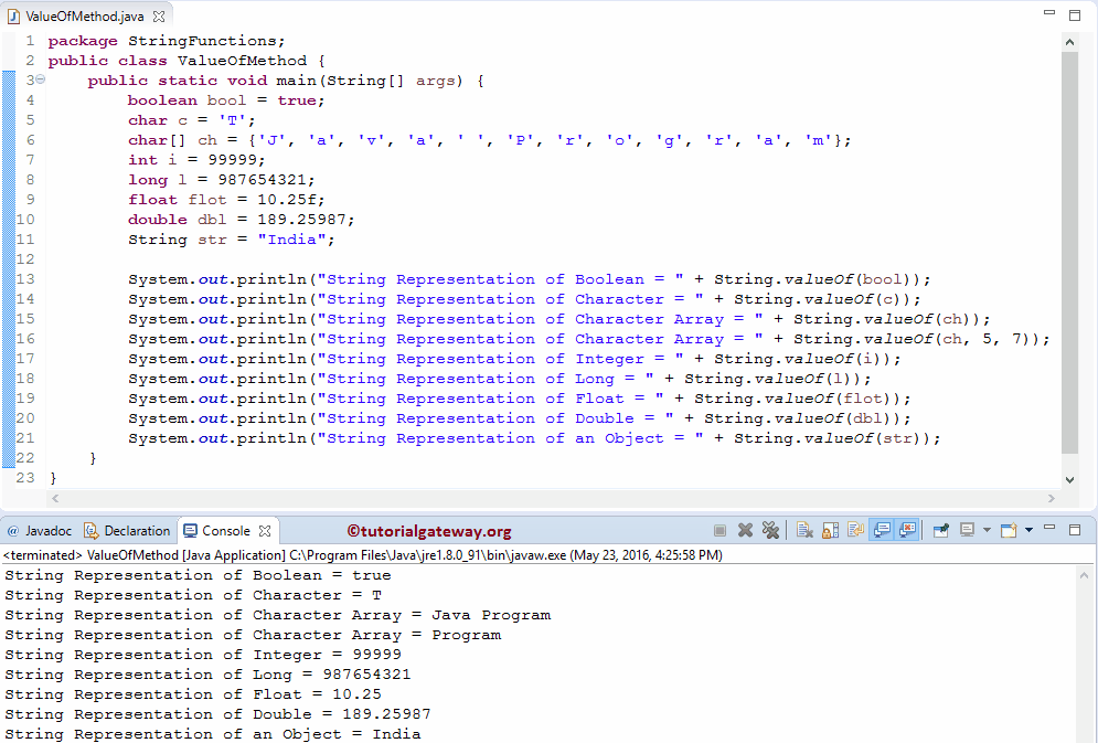 Java String valueOf Method 1