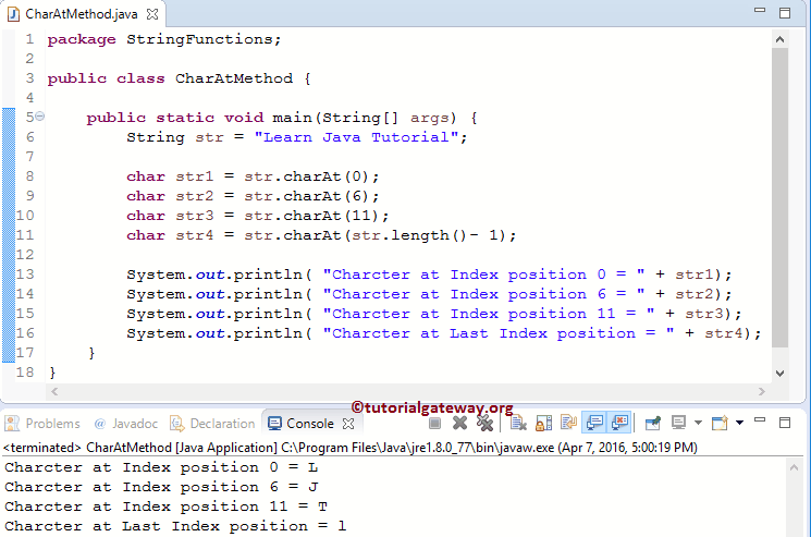 Java string charAt Method 1