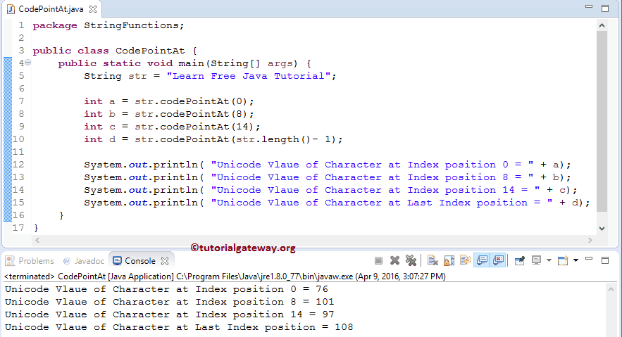 codePointAt Method 1