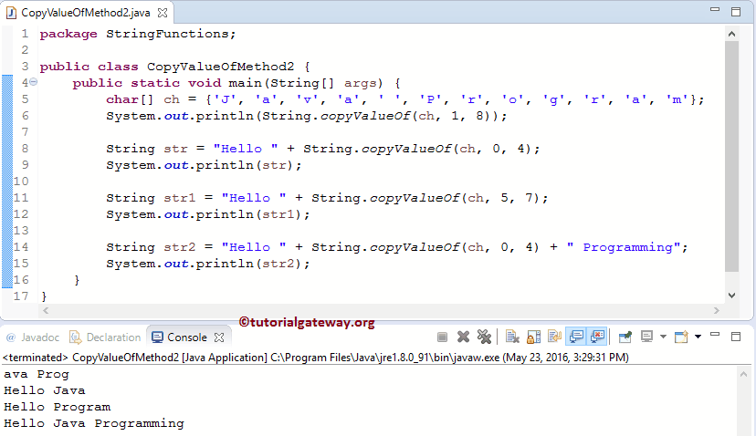 copyValueOf Method 2