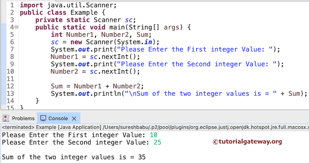 Java Program to Add Two Numbers 1