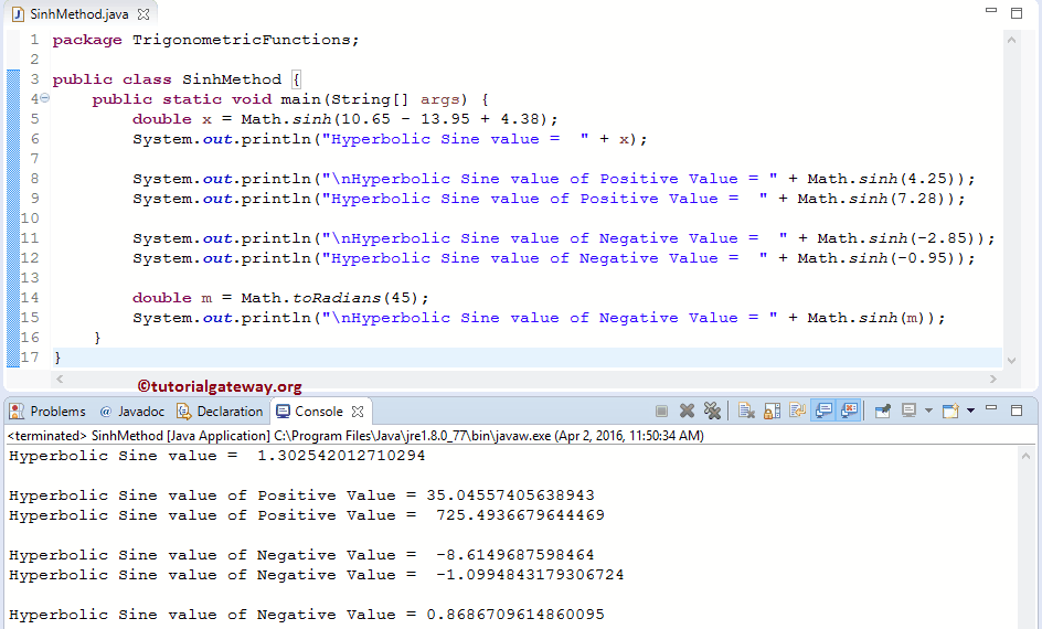 math sinh Function 1