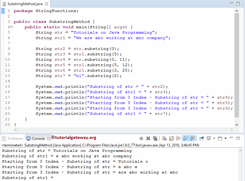 string substring Method 1