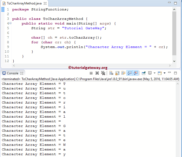 toCharArray Function Example
