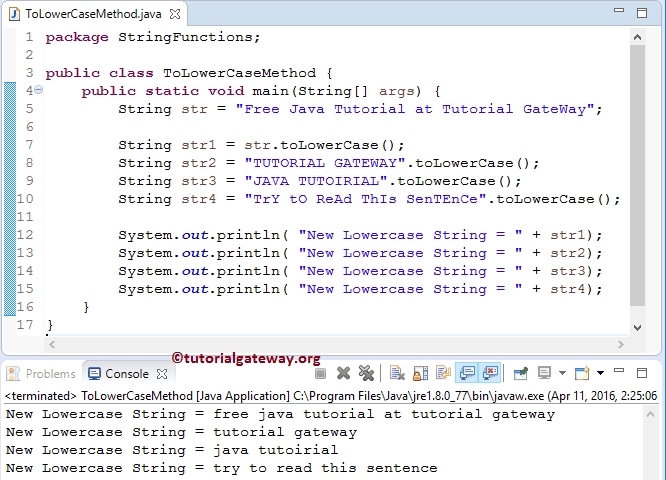 toLowerCase Method 1