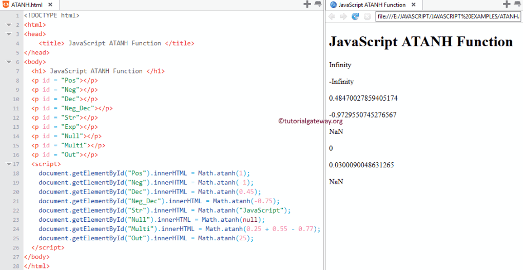 ATANH Function Example