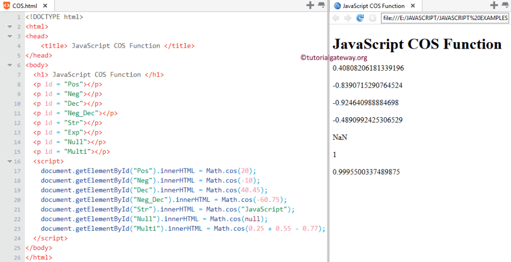 COS Function Example