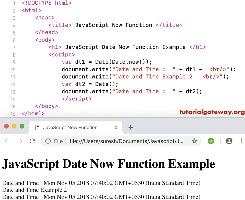 Date Now Function Example