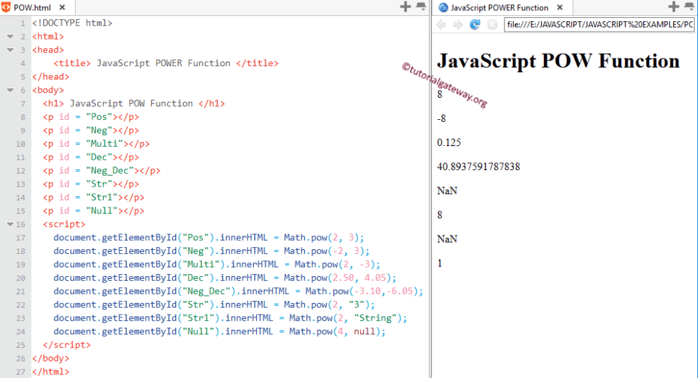 POW Function Example