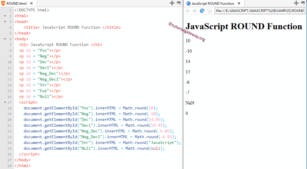 ROUND Function Example