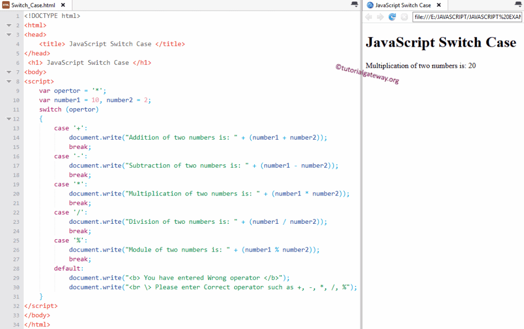 Switch Case Statement 