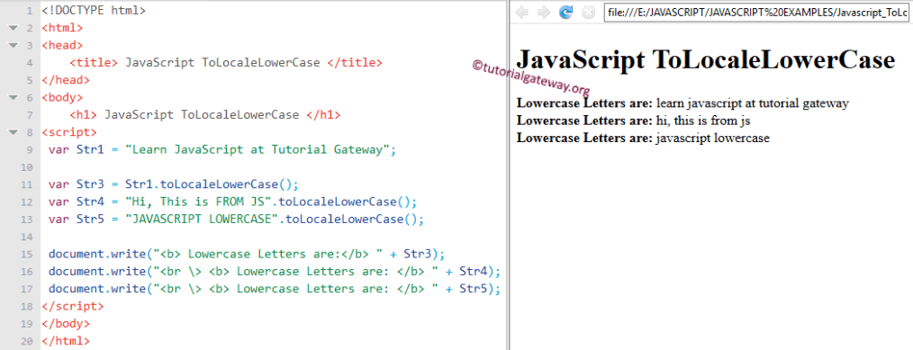 ToLocaleLowerCase Function Example