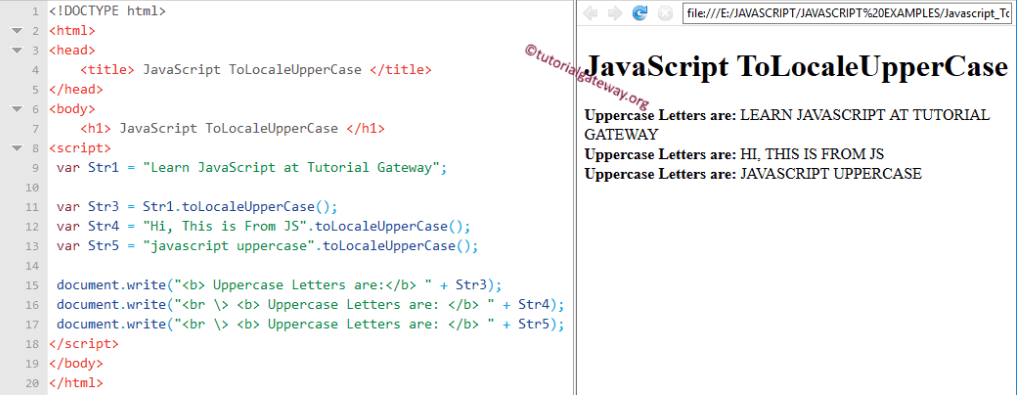 ToLocaleUpperCase Function Example