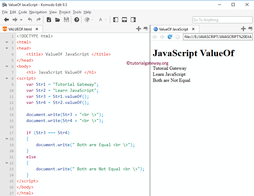 valueOf Function Example