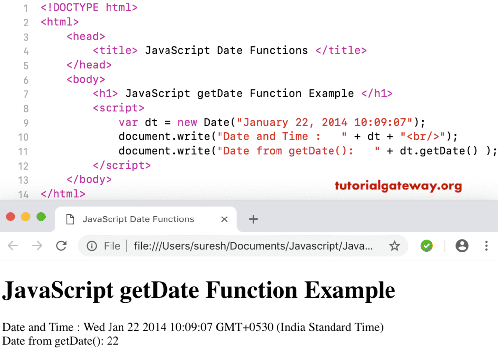 getDate Function Example