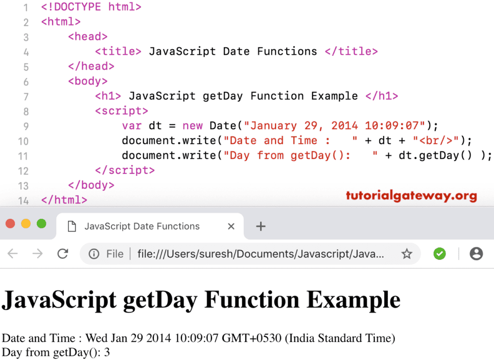 getDay Function Example