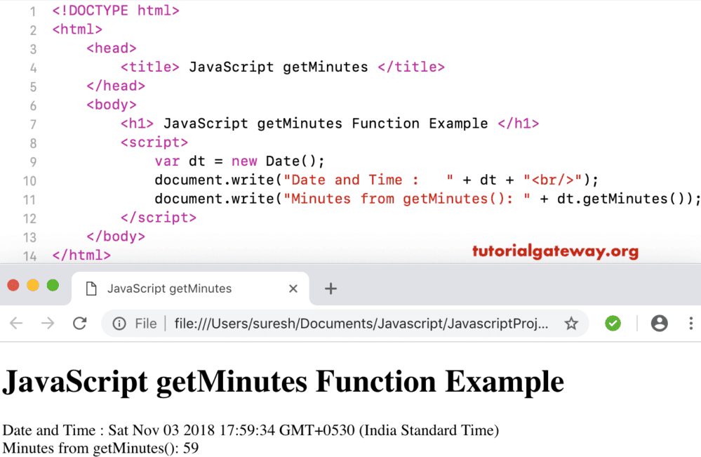 getMinutes Function Example