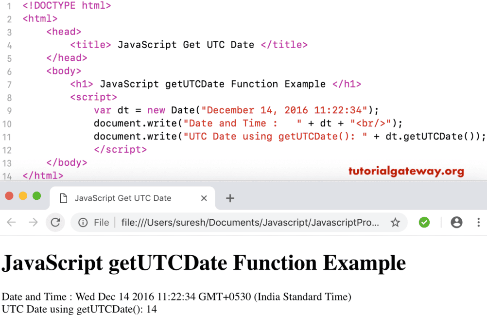 getUTCDate Function Example