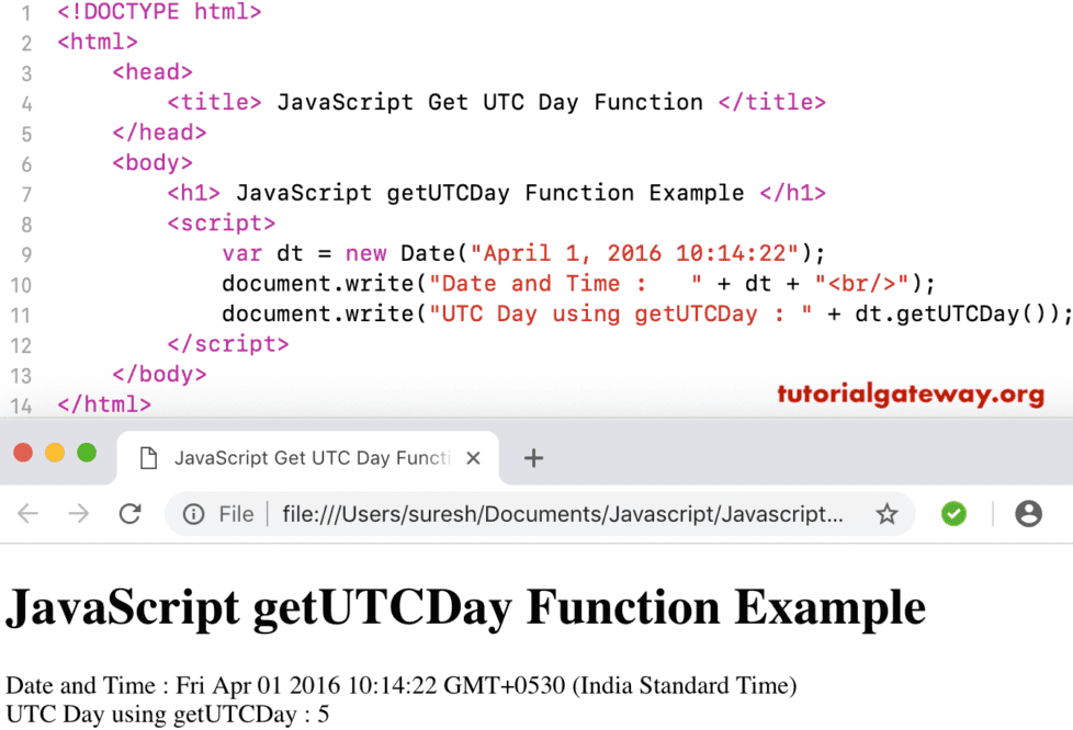 getUTCDay Function Example