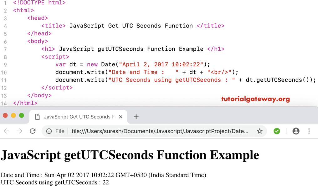 getUTCSeconds Function Example