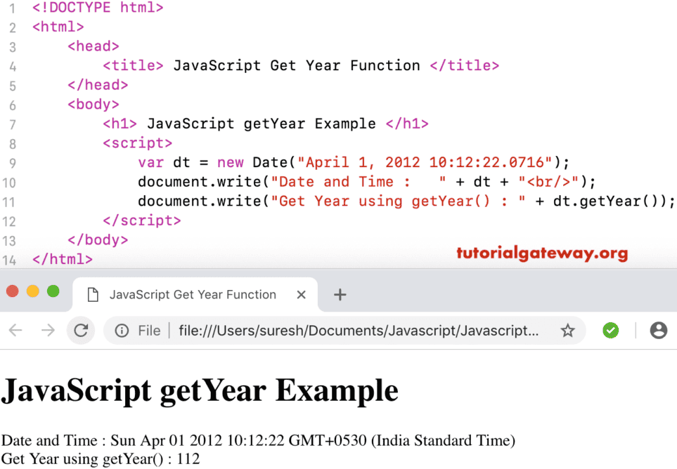 getYear Function Example